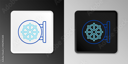 Line Dharma wheel icon isolated on grey background. Buddhism religion sign. Dharmachakra symbol. Colorful outline concept. Vector