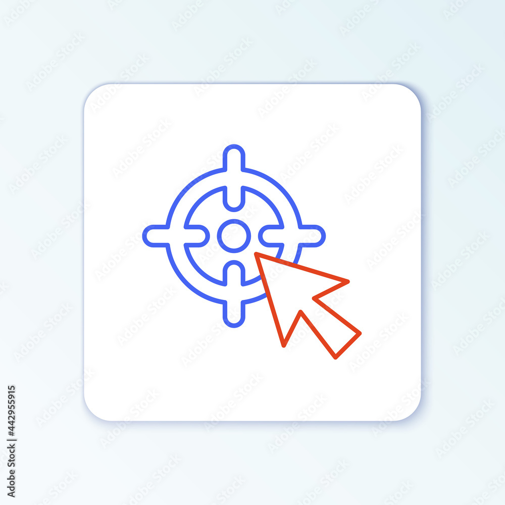 Line Target financial goal concept icon isolated on white background. Symbolic goals achievement, success. Colorful outline concept. Vector Line Target financial goal concept icon isolated on white background. Symbolic goals achievement, success. Colorful outline concept. Vector