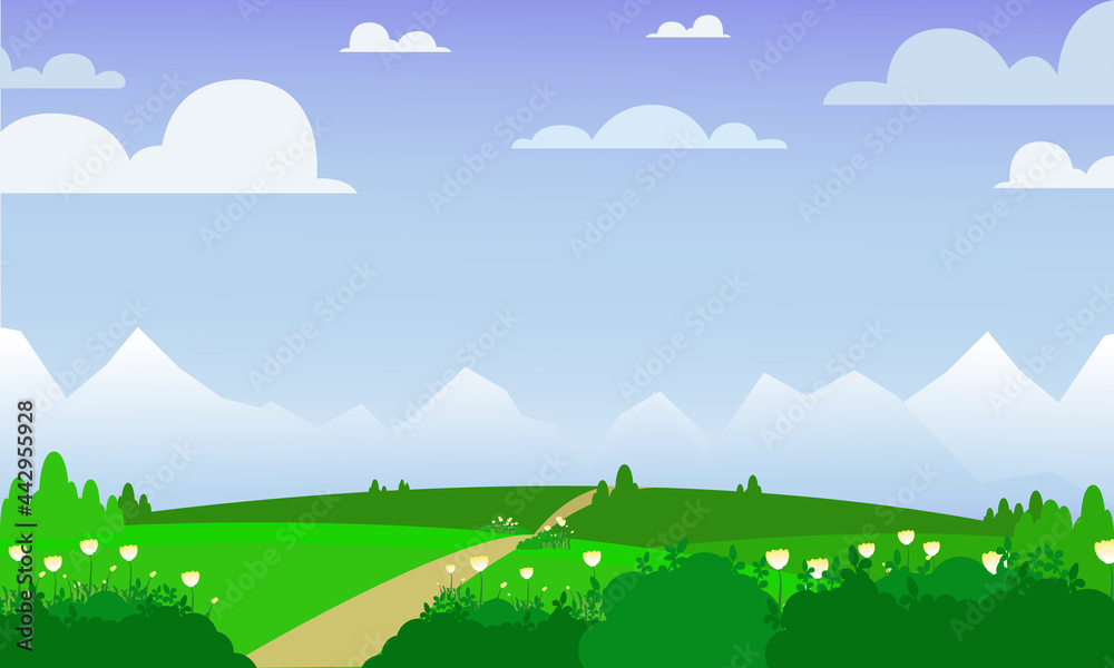 Flat design spring design for landscape.