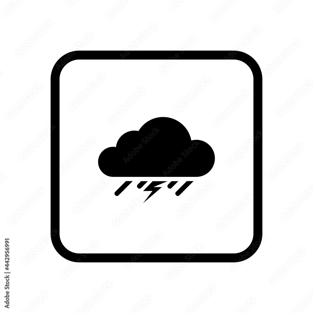 Cloud and lightning and rain, icon on a white background. Cloud icon with thunderstorm and rain for web design. Vector. Cloud and lightning and rain, icon on a white background. Cloud icon with thunderstorm and rain for web design. Vector.