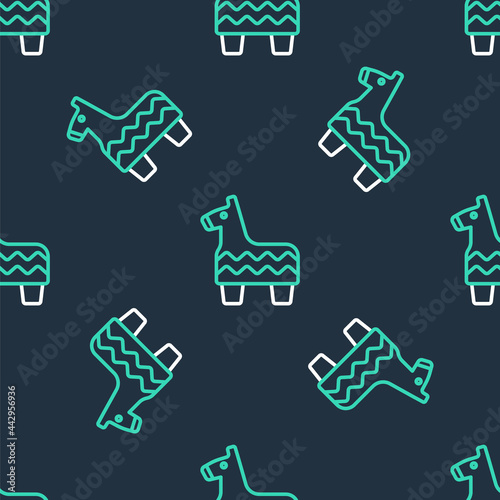 Line Pinata icon isolated seamless pattern on black background. Mexican traditional birthday toy. Vector