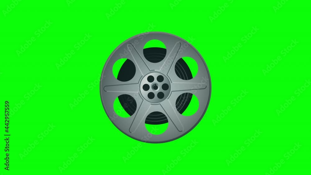 Film reel rotating on a green screen Film reel rotating on a green screen