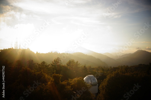 sunset in the mountains with mount wilson observatory visible