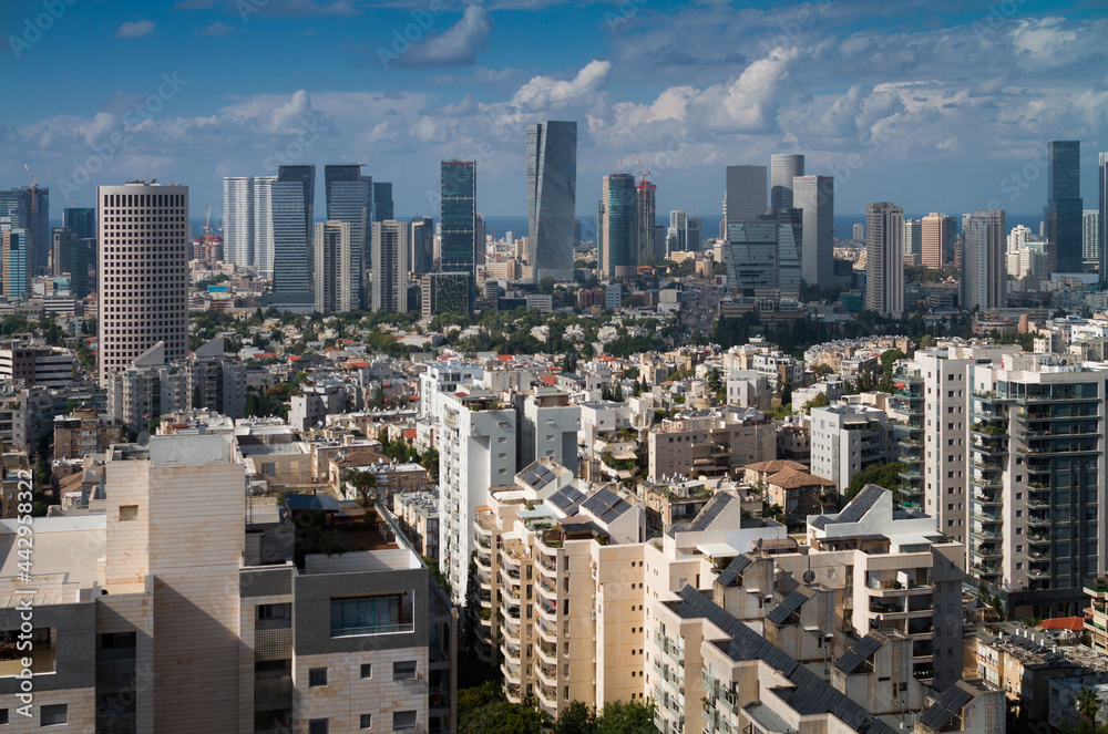 Tel Aviv and Givatayim day skyline