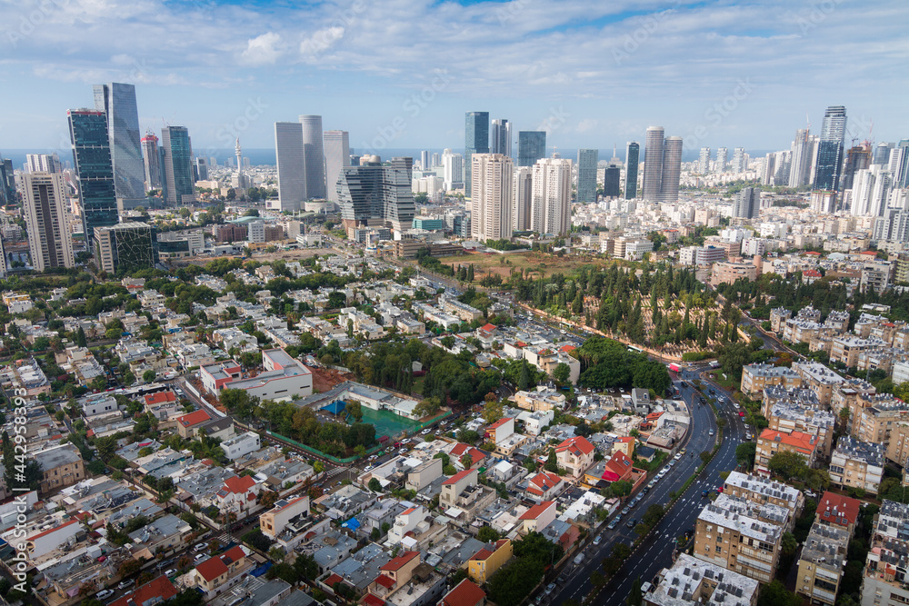 Tel Aviv and Givatayim colorful aerial view