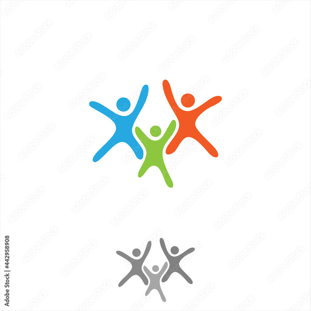 Vector abstract three people icon symbol