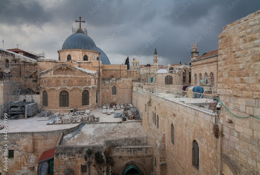 Church of the Holy Sepulchre is under repair in Jerusalem Old City