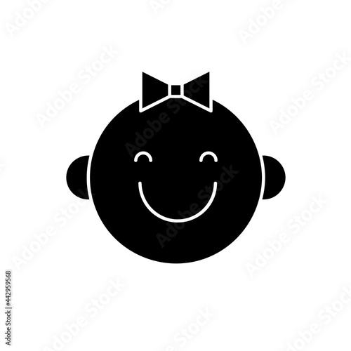 Cute baby face line icon. O...