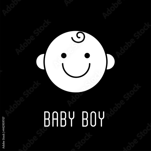 Cute baby face line icon. O...