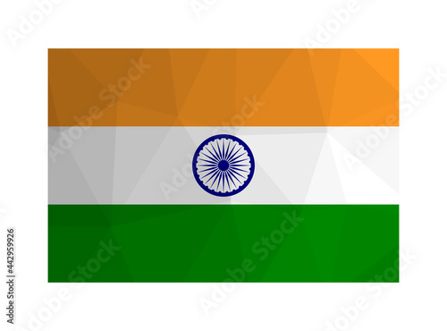 Vector isolated illustration. Official symbol of India. National Indian flag. Creative design in low poly style with triangular shapes. Gradient effect.