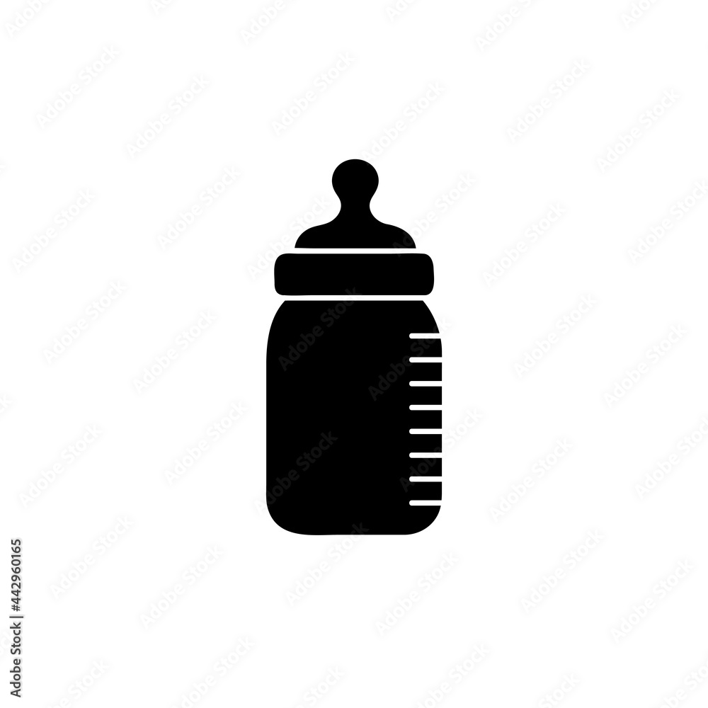 Feeding bottle silhouette icon, milk bottle silhouette icon. Vector illustration Feeding bottle silhouette icon, milk bottle silhouette icon. Vector illustration