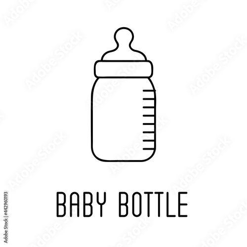 Feeding bottle line icon, milk bottle line icon. Vector illustration