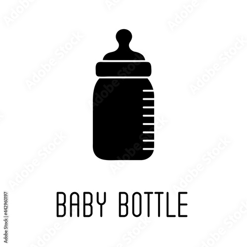 Feeding bottle silhouette icon, milk bottle silhouette icon. Vector illustration