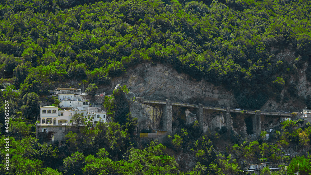 The sinuous road along the Amalfi coast in southern Italy