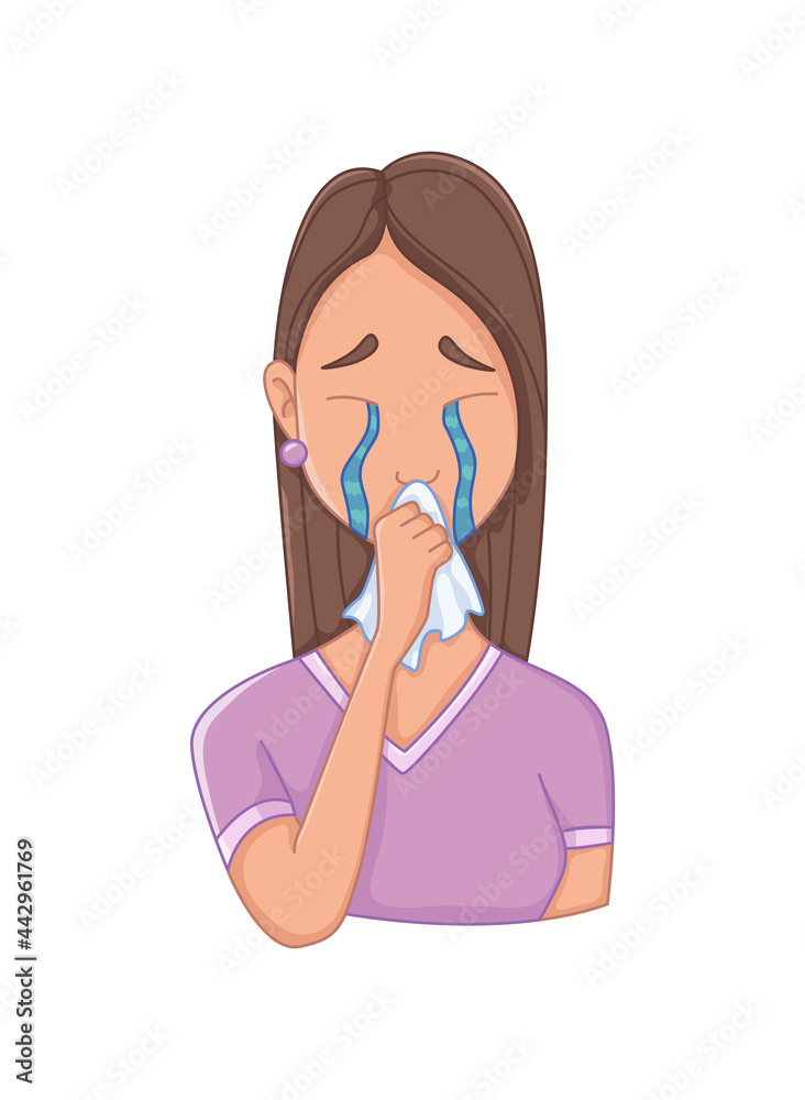 Women with stress symptom - depression. Emotional or mental health problem, stress. Cartoon character concept Women with stress symptom - depression. Emotional or mental health problem, stress. Cartoon character concept