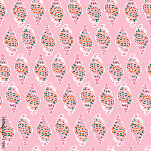 Cute hand drawn seashells sweet mood illustration seamless pattern vector EPS10,Design for fashion , fabric, textile, wallpaper, cover, web , wrapping and all prints