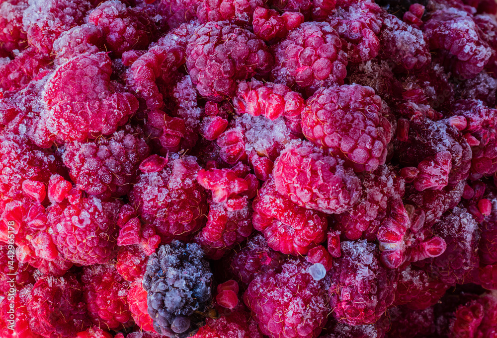 Frozen raspberries and blackberries ready to prepare a healthy drink and refreshment Frozen raspberries and blackberries ready to prepare a healthy drink and refreshment