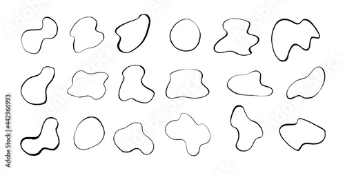 Vector set of hand drawn line art grunge shapes