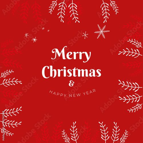 Merry Christmas and Happy New Year card with wishing text