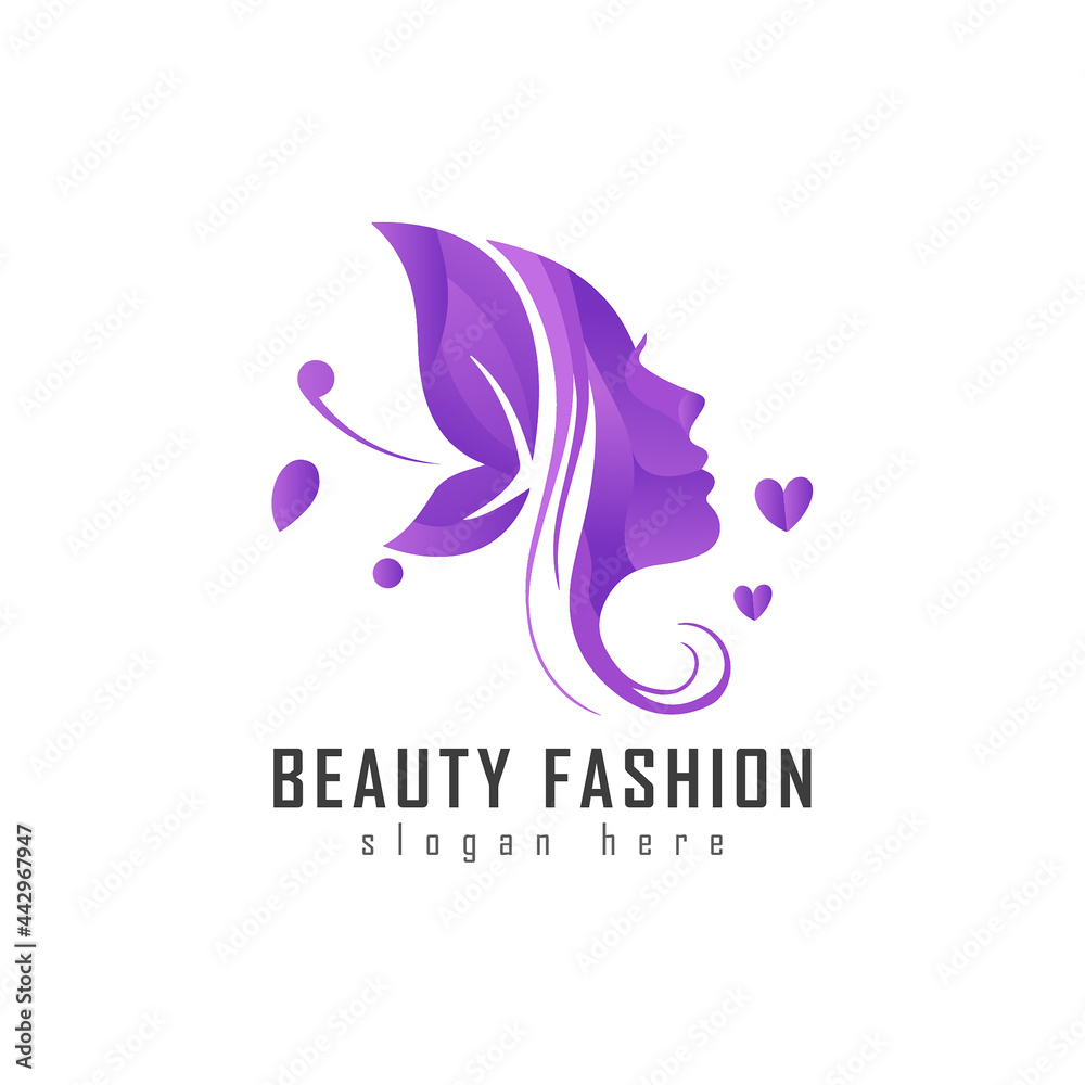 Beauty flying butterfly woman logo design inspiration
