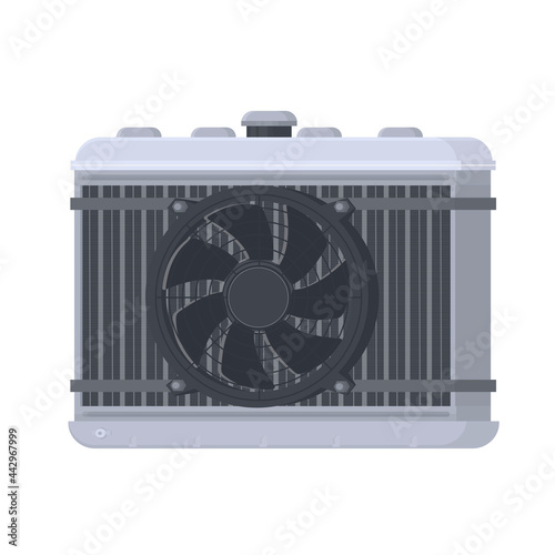 Car radiator. Engine cooling system, vector illustration