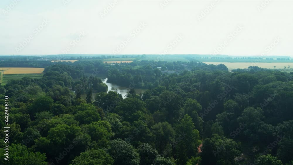 Verkhnii stav in National Dendrological Park Sofiyivka city Uman aerial view