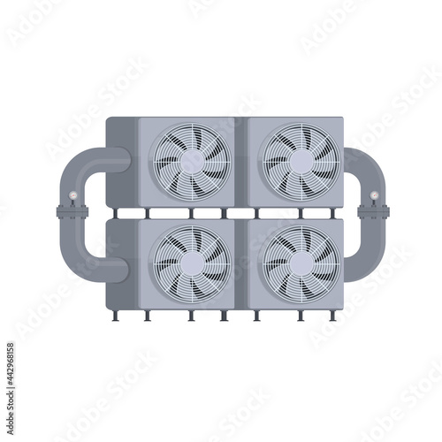 Ventilation system. Industrial air conditioner, vector illustration