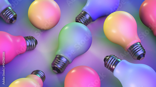 Decorative multi-colored light bulbs on the surface