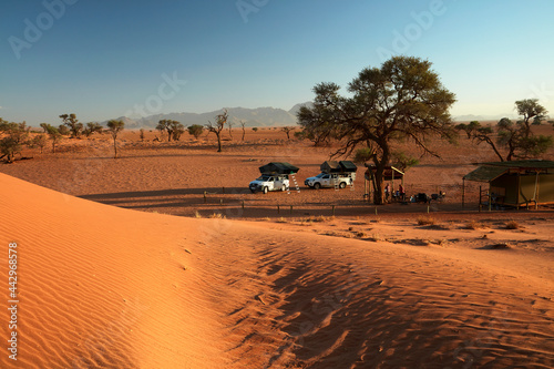 Fototapeta Naklejka Na Ścianę i Meble -  Wilderness campsite at NamibRand Family Hideout NamibRand Nature Reserve Southern Namibia Africa