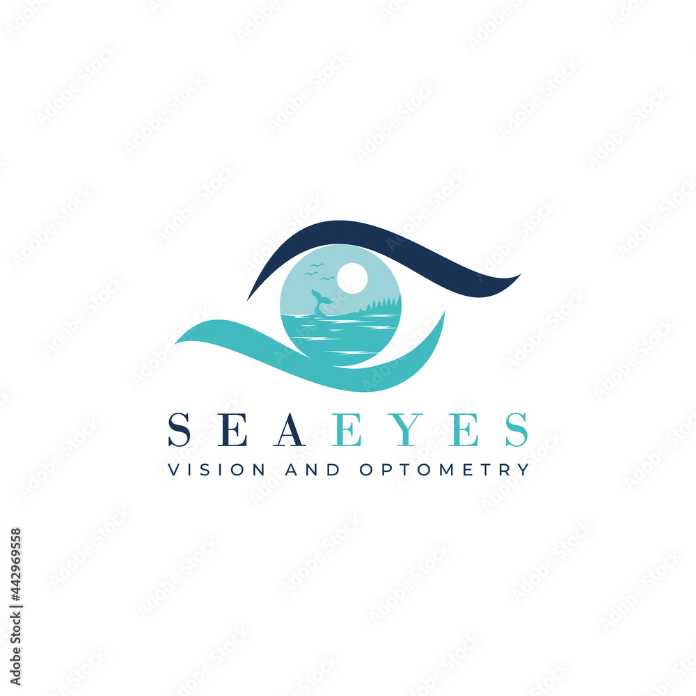 Obraz premium sea eyes logo, optometry clinic design vector