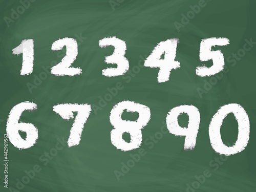 Chalk Numbers on Blackboard. Vector illustration.