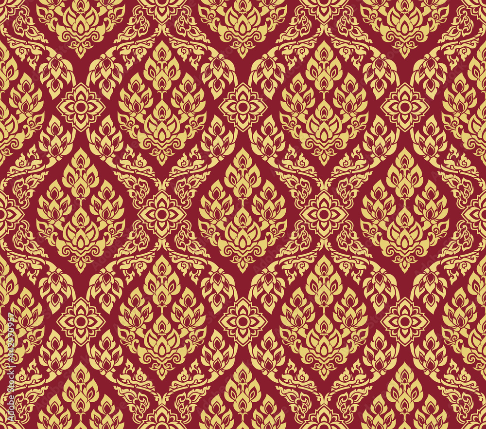 Title: Line thai traditional Thai style pattern vector illustration.