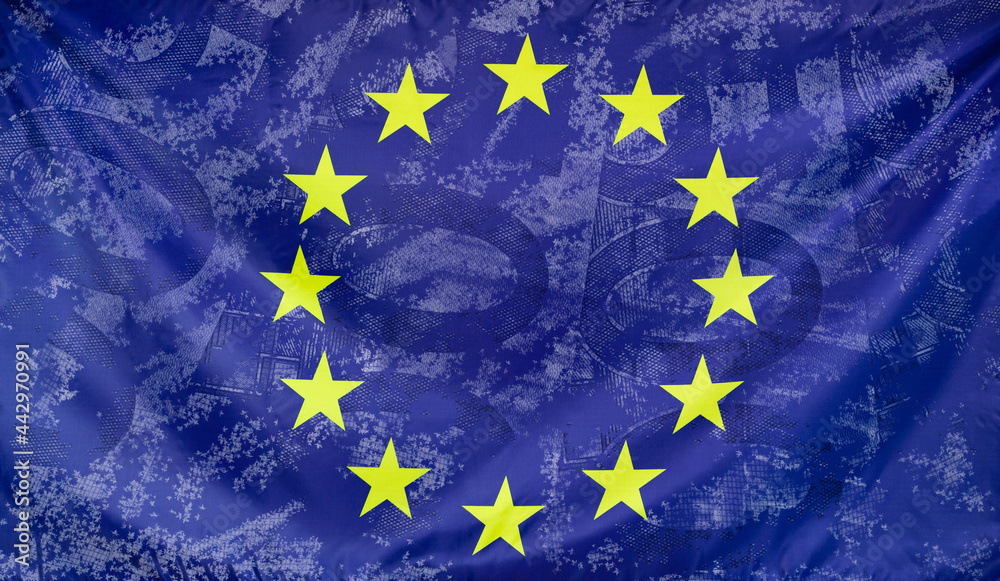 European flag with 500 Euro bills European flag with 500 Euro bills