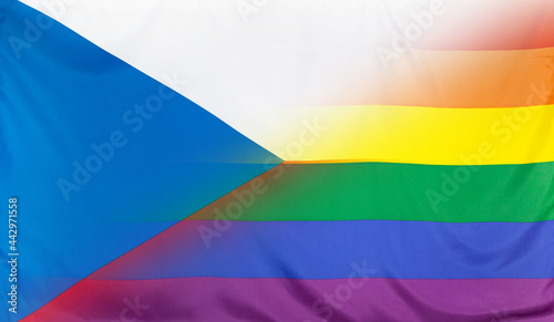 Rainbow Flag merged with Flag of Czech Republic