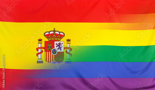 Rainbow Flag merged with Flag of Spain