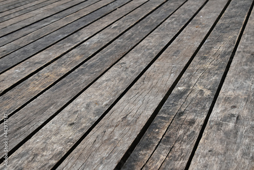 Vintage wooden planks floor surface in perspective
