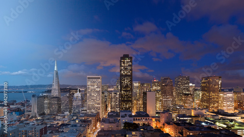 San Francisco Skyline twilight transition