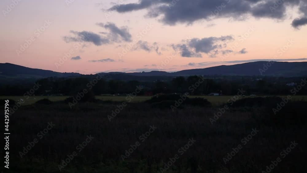 Pan Across Countryside at Sunset, Kilcoole, County Wicklow Pan Across Countryside at Sunset, Kilcoole, County Wicklow