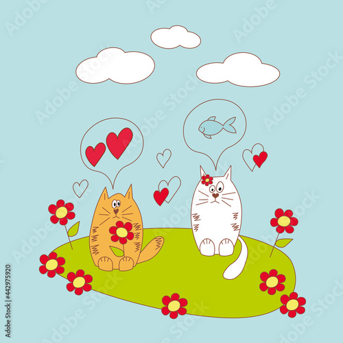 cats in love postcard 