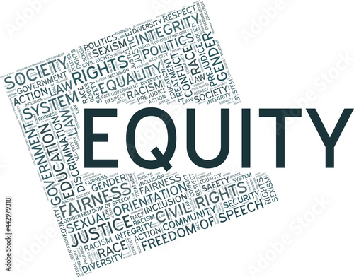 Equity vector illustration word cloud isolated on a white background.