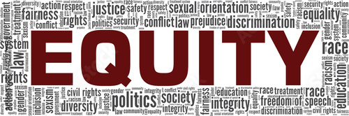Equity vector illustration word cloud isolated on a white background.