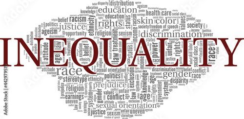 Inequality vector illustration word cloud isolated on a white background.