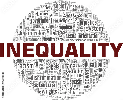 Inequality vector illustration word cloud isolated on a white background.