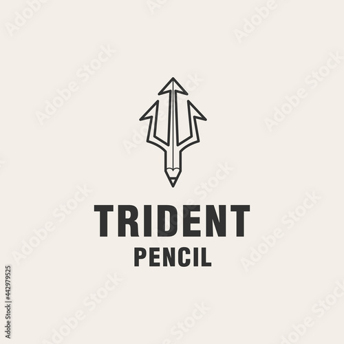 Trident pencil logo template on monogram style