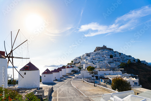 Greek Island of Astypalaia in the historic town of Chora on a sunny day photo