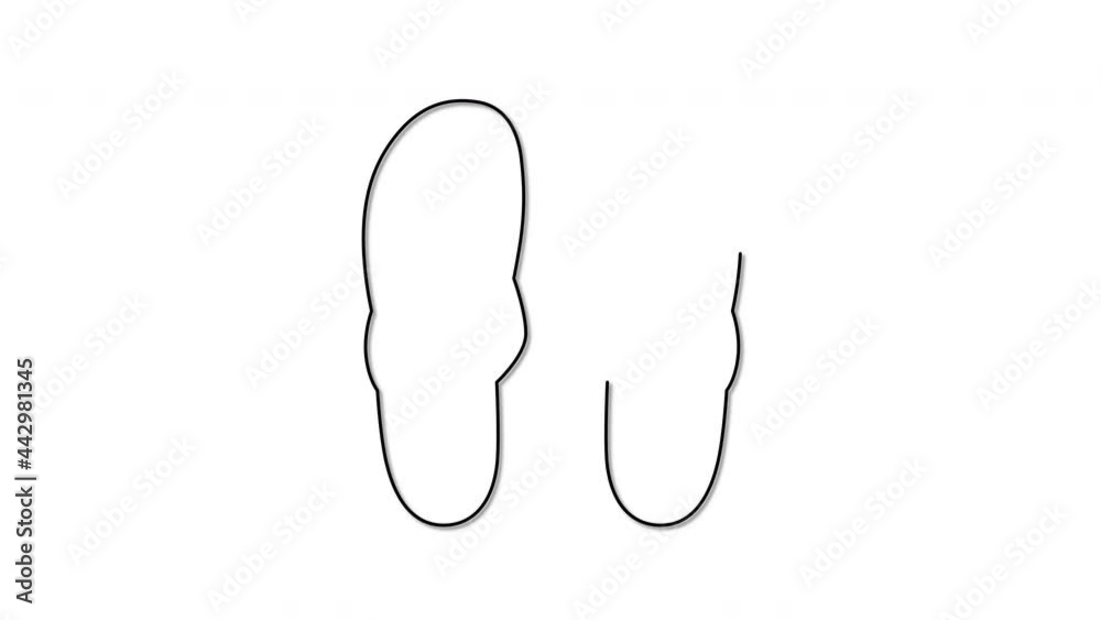 Self drawing animation of flip flops footwear, slippers. White background. Self drawing animation of flip flops footwear, slippers. White background.