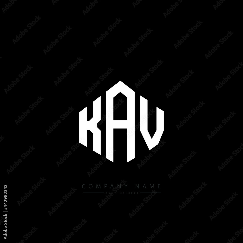 KAV letter logo design with polygon shape. KAV polygon logo monogram. KAV cube logo design. KAV hexagon vector logo template white and black colors. KAV monogram, KAV business and real estate logo. 