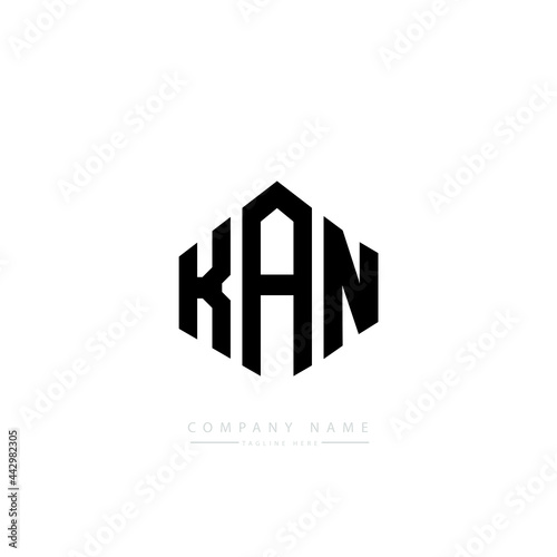 KAN letter logo design with polygon shape. KAN polygon logo monogram. KAN cube logo design. KAN hexagon vector logo template white and black colors. KAN monogram, KAN business and real estate logo.  photo