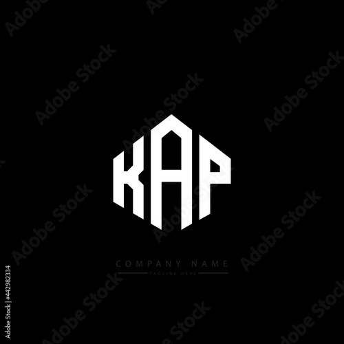 KAP letter logo design with polygon shape. KAP polygon logo monogram. KAP cube logo design. KAP hexagon vector logo template white and black colors. KAP monogram, KAP business and real estate logo. 
