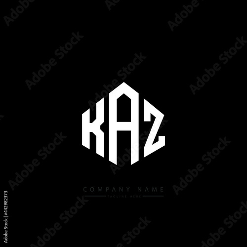 KAZ letter logo design with polygon shape. KAZ polygon logo monogram. KAZ cube logo design. KAZ hexagon vector logo template white and black colors. KAZ monogram, KAZ business and real estate logo. 